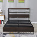 metal adult black iron bed with wooden headboard